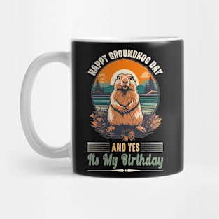 Retro Happy Groundhog Day Funny Birthday Groundhog Lovers Mug